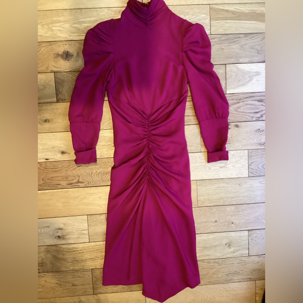 Cavalli Class Fuchsia Long Sleeve maxi Dress